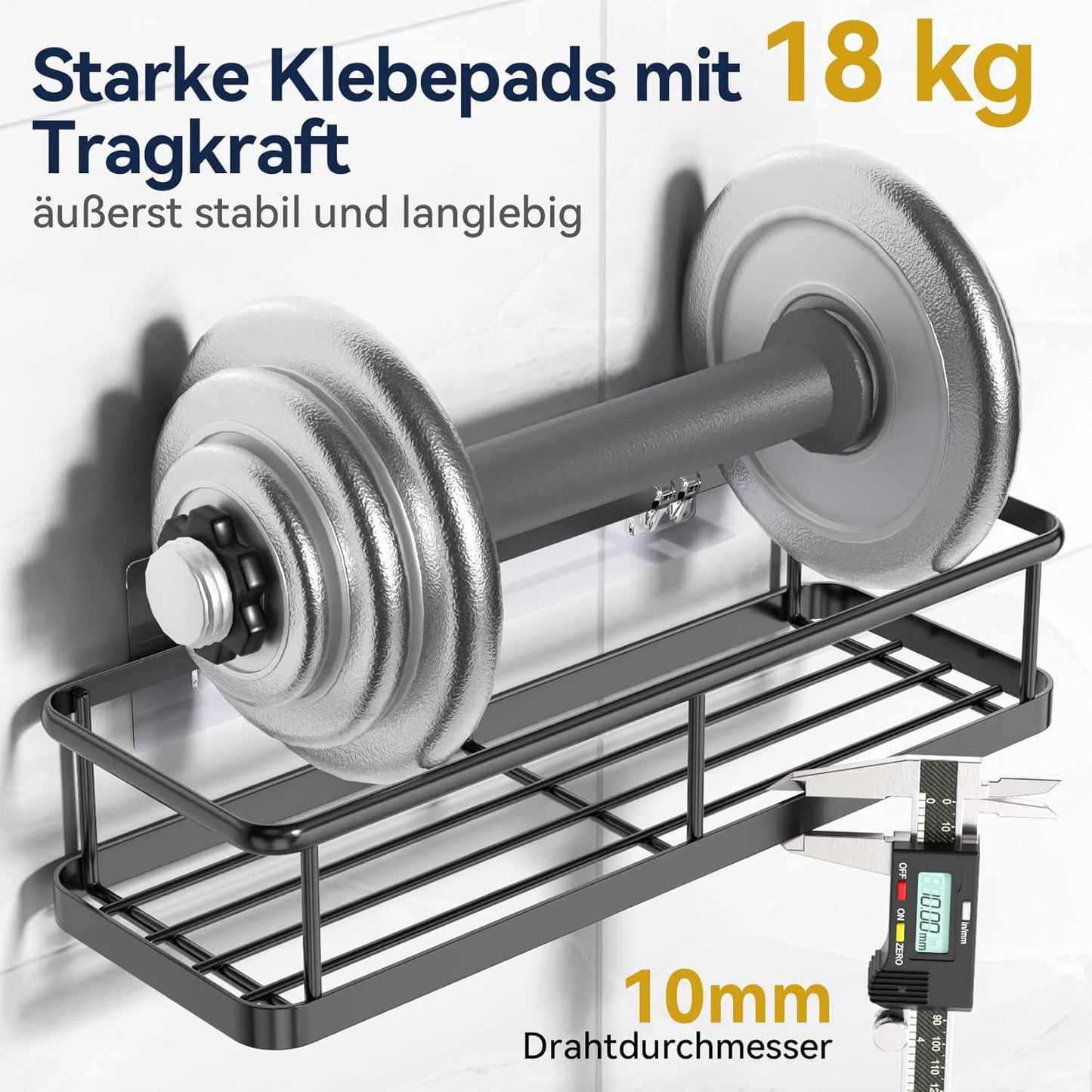 YASONIC Duschregal ohne Bohren mit Seifenschale - Rostfreier & Stabiler Badezimmer Organizer, Schnelltrocknend Duschablage Badregal, Shampoo Halterung für Dusche Shower Shelf, 3 Stück Schwarz